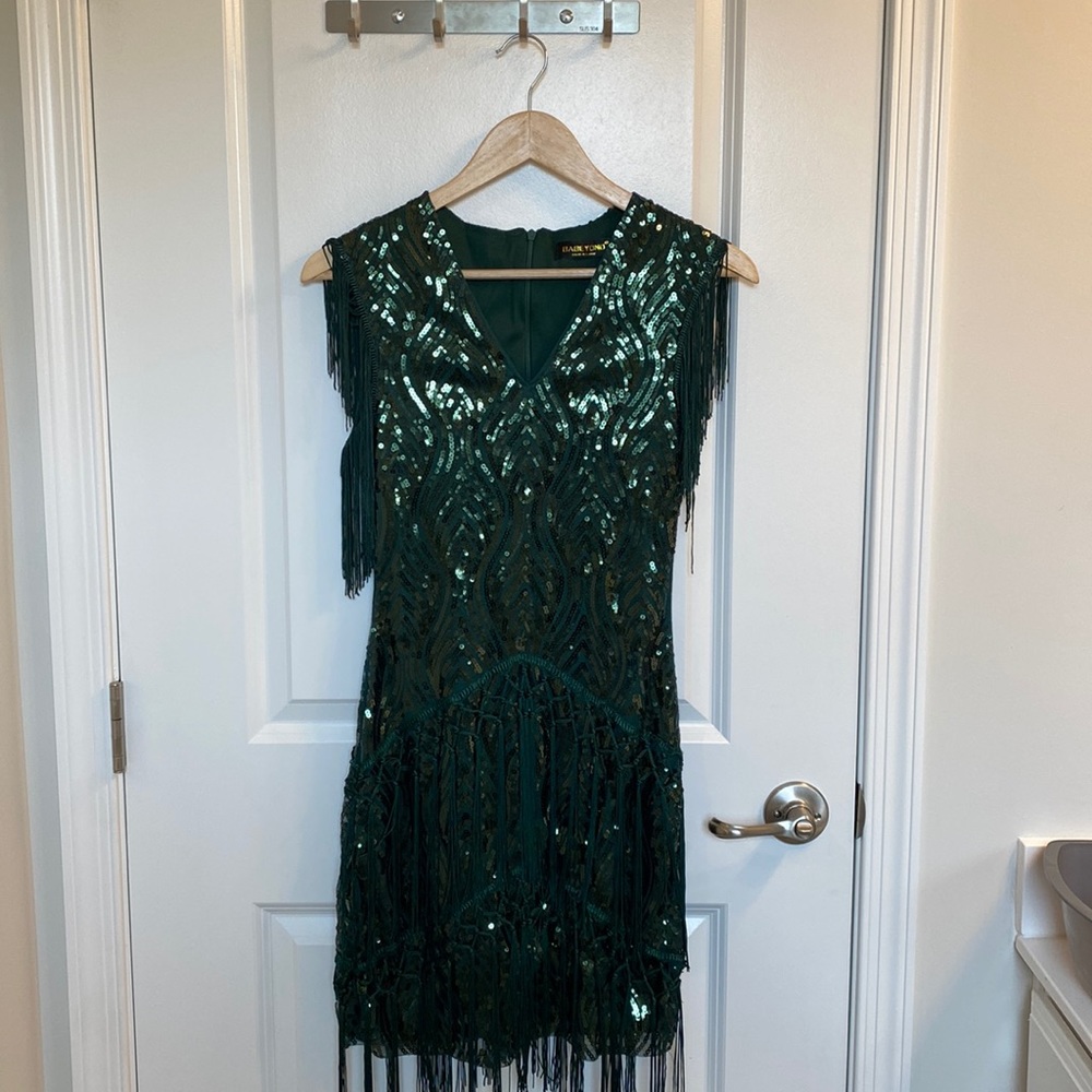 BABEYOND 1920s Flapper Dress Long Fringed Gatsby Dress